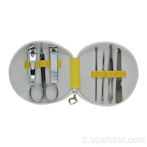 7pcs / Set Strumenti per manicure in acciaio inossidabile Lima per unghie Cucchiaio per l&#39;orecchio Tagliaunghie